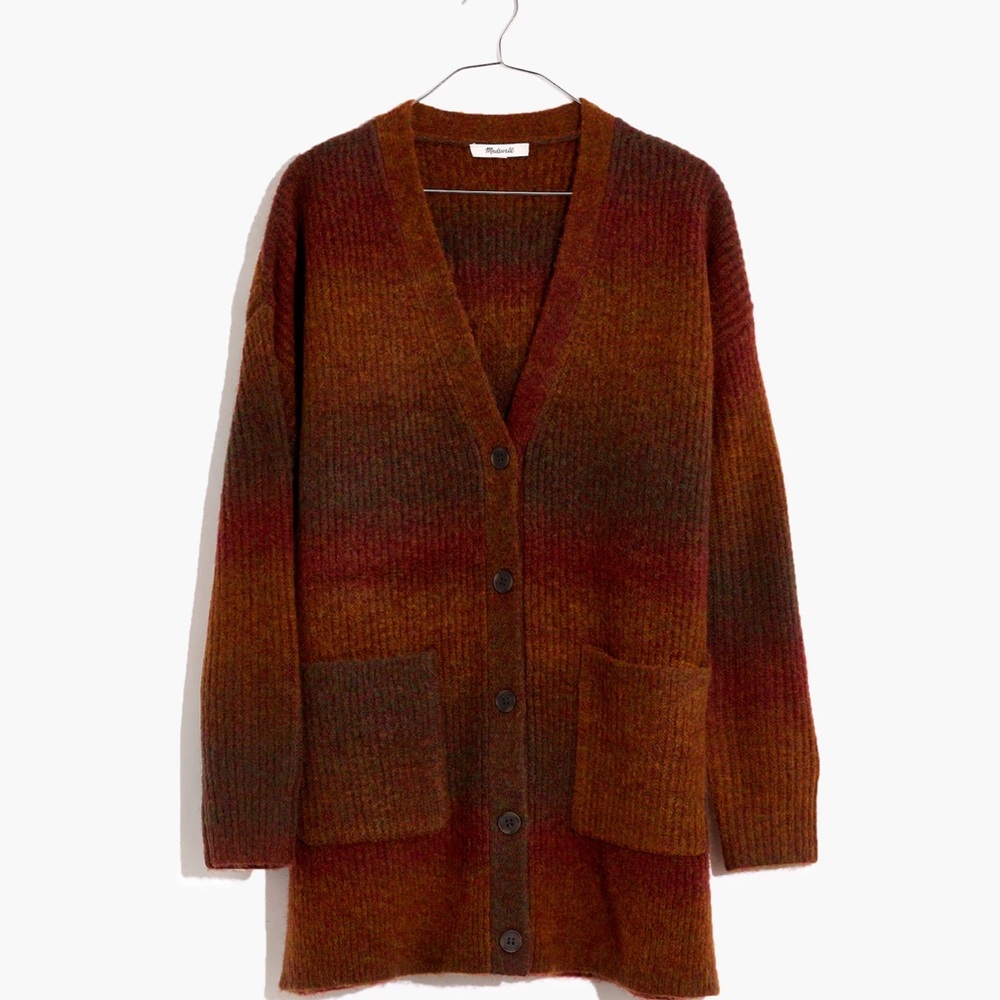 Madewell nwot Brown Cardigan Sweater Space-Dyed Maysfield Cardigan Sweater